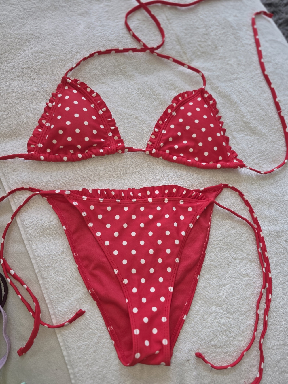 NWOT Forever 21 Red Polka Dot String Bikini Set